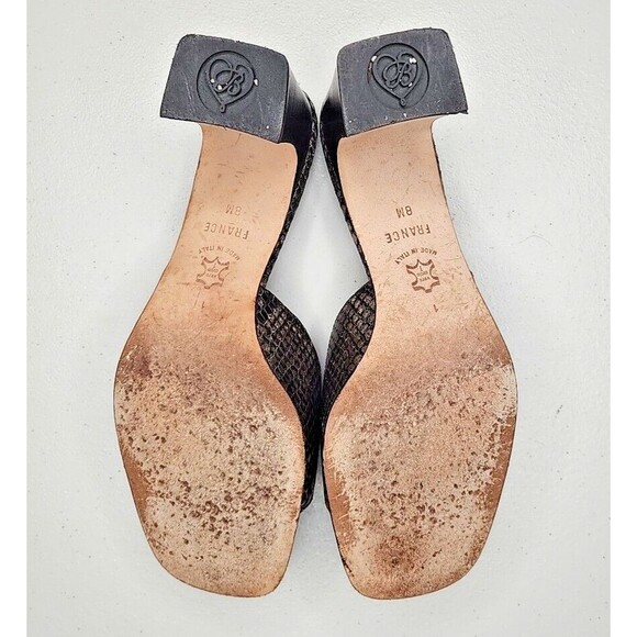 Brighton Women's Tan Leather France Snakeskin Pattern Peep Toe Heels Sz US 8 M - Picture 8 of 8